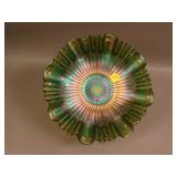 9” Fenton Stippled Rays Bowl w/ 3 in 1 Edge –