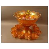 Fenton Wreath of Roses 12 Piece Punch Set with 8