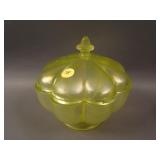 Fenton #844 Covered Bon Bon – Topaz (flower finial