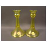 Pair 6 ½” Tall N’wood Trumpet Candlesticks – Topaz