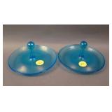 (2) Fenton #66 Lemon Servers – Celeste Blue