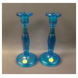 Pair 8” Tall Fenton #549 Candlesticks – Celeste