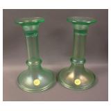 Pair Diamond “Column” Candlesticks – Ice Green