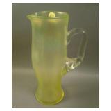 10 ¼” Tall (Maker?) Tankard Water Pitcher – Topaz/