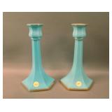 Pair N’wood #657 6-Sided Candlesticks – Blue Jade