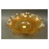 7 ¾” Fenton 5 Rings 8 Ruffled Bowl – Grecian Gold