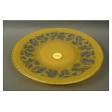 8” U.S. Glass Flared Plate w/ Yellow and Blue