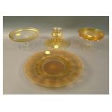 (4) Piece Lot Misc. Compotes, Candlestick, Plate –