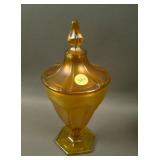 Fenton #835 Paneled Covered Candy Jar – Tangerine