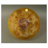 9” Imperial Open Rose Flat Plate – Amber – scarce
