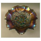 9” N Three Fruits Medallion 8 Ruffled ftd. Bowl w/