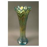 10 ¾” Tall N Leaf Columns Swung Vase – Sapphire