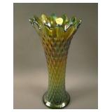 10” Tall N Diamond Point Swung Vase – Green