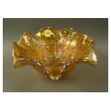 7” U.S. Glass Cosmos and Cane 8 Ruffled Bowl w/