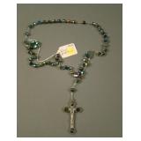 Beaded Rosary – clasp signed Roma – Dark (scarce
