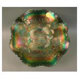 9” Fenton Chrysanthemum 8 Ruffled Bowl – Teal