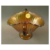 Fenton Stippled Rays 2 Handled Oval ftd. Open