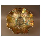 9” Fenton Thistle 8 Ruffled Bowl – Aqua/ Mari.