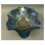 8 7/8” Fenton Orange Tree 6 Ruffled Bowl – Blue/