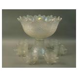 Fenton Orange Tree 8 pc. Ruffled Punch Set – White