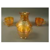 Fenton Orange Tree Punch Base and (3) Cups – Mari.