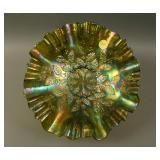 9” Fenton Holly Bowl w/ 3 in 1 Edge – Green (nice