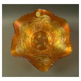 9” Fenton Hearts and Vine 6 Ruffled Bowl – Dk.