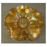 6 ¼” Fenton Peacock Tail low 6 Ruffled Sauce –