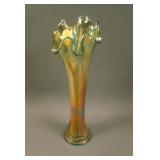 10” Tall Fenton Paneled Swung Vase – Aqua/ Mari.