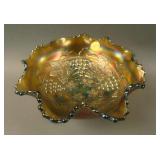7 5/8” Fenton G&C ball ftd. 8 Ruffled Bowl – Smoke