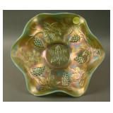 9 1/8” Fenton Vintage Grape 6 Ruffled Bowl – Aqua
