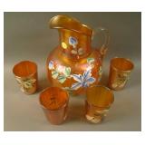 Fenton Enameled Floral 5 pc. Bulbous Water Set –