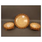 (2) Greentown Leaf Bracket ind. Berry Bowls and (1