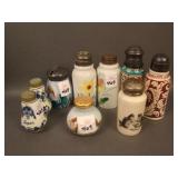 10 pc. Lot: Ceramic and Milk Glass Salt and