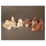 8 pc. Fenton Clown Lot: (1) Sitting, (5) Pink, and