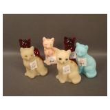 6 pc. Fenton Sitting Cat Lot: (2) Ruby, (1) Décor.