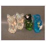 4 pc. Lot: (2) Fenton Sitting Cats – Crystal