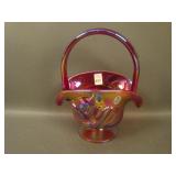 Fenton Chessie Cat Handled Basket – Irid. Red