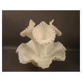 Fenton Diamond Lace 3 Lily Epergne – Milk Glass