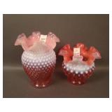 (1) 6" Tall and (1) 4 1/2" Tall Fenton Hobnail