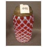Victorian Ribbed Lattice Sugar Shaker – Cranberry