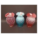 (3) 4" Tall Fenton Hobnail Mini Vases – (2)