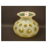6" Tall Fenton Coin Dot Lg. Ruffled Bulbous Vase –
