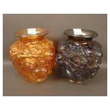 (2) I.G. Carnival Rose Bulbous Vases – (1) Mari.