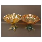 (2) 6 3/4" Tall Newer Studio Carnival Glass ftd. 8