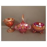 3 pc. Contemporary Red Carnival Lot: (1) IG Leaf