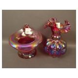 (1) 1984 Fenton ICGA Diamond Rib JIP Vase – Red