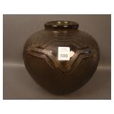 7 1/2" Tall Signed Schneider Art Deco Bulbous Vase