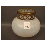 5" Tall Bohemian Bulbous Vase w/ Flower Frog –