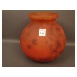 8" Tall Massive Czech Bulbous Vase w/ Satiny Blue